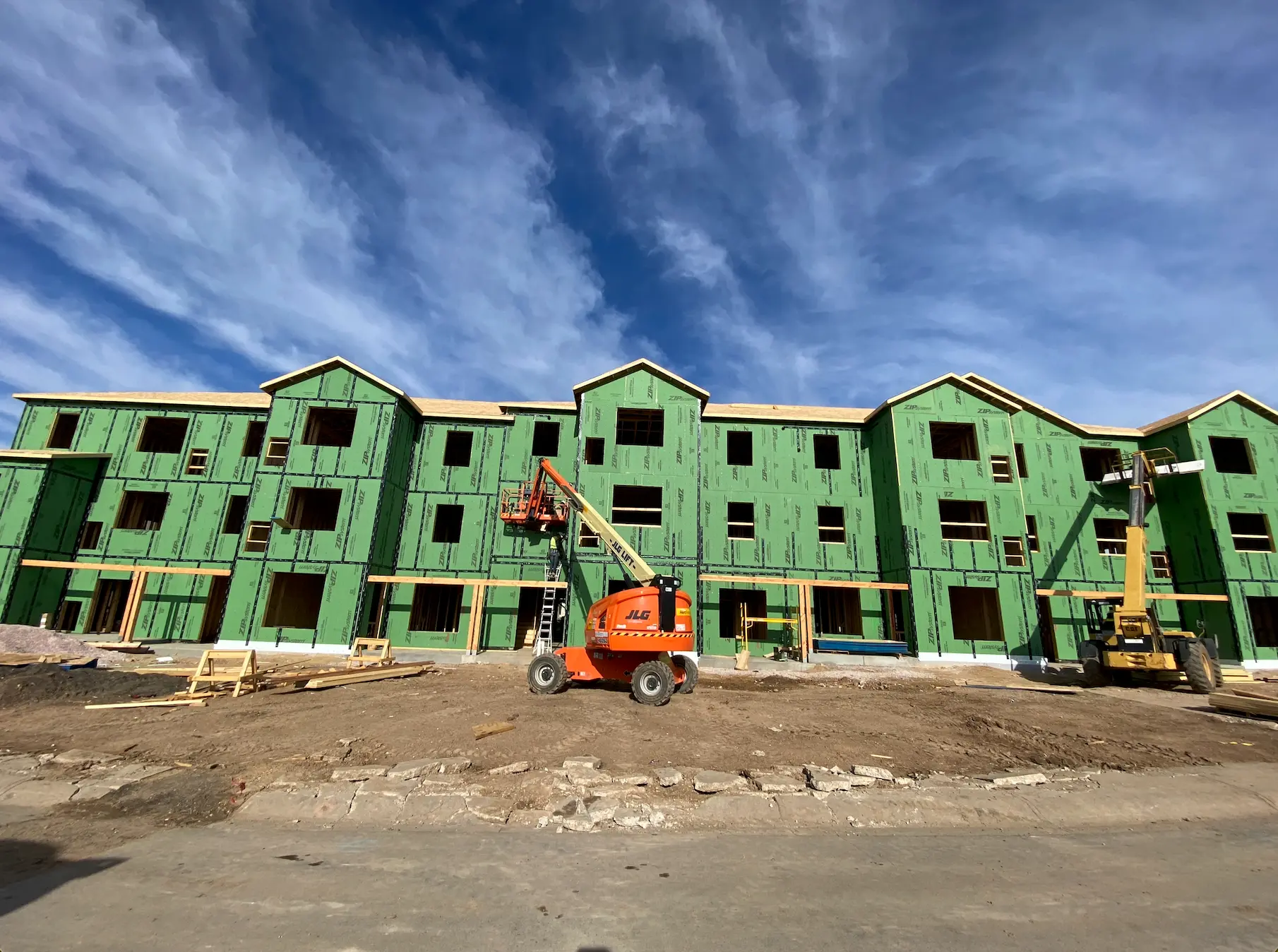 Sheathed multifamily elevation